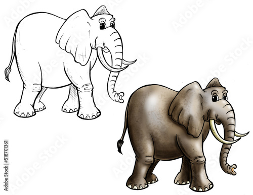 Elephant cartoon color and line © CIZ dibujos