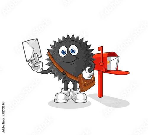 sea urchin postman vector. cartoon character