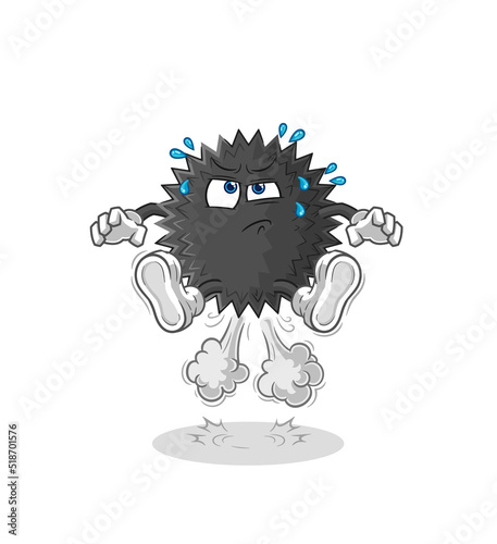 sea urchin fart jumping illustration. character vector