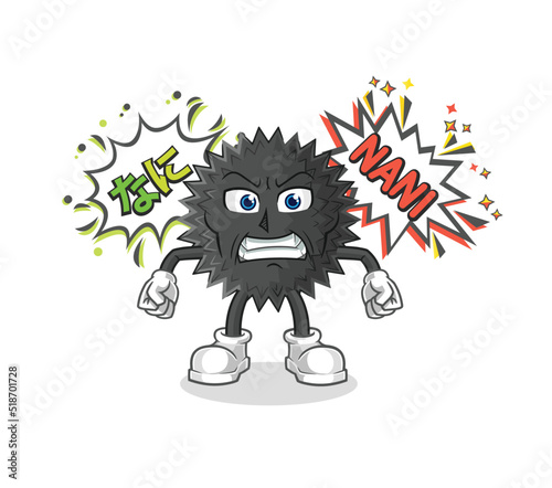 sea urchin anime angry vector. cartoon character