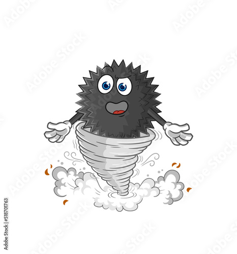 sea urchin in the tornado cartoon character vector
