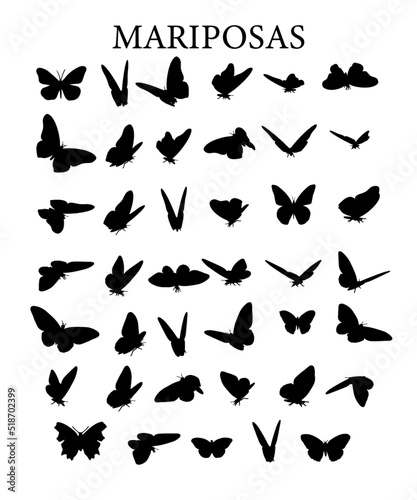 Silueta vectorial de mariposas.