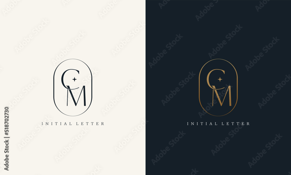 premium CM logo monogram with gold circle frame. luxury initials design ...