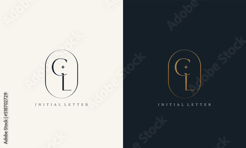 premium CL logo monogram with gold circle frame. luxury initials design minimal modern typeface