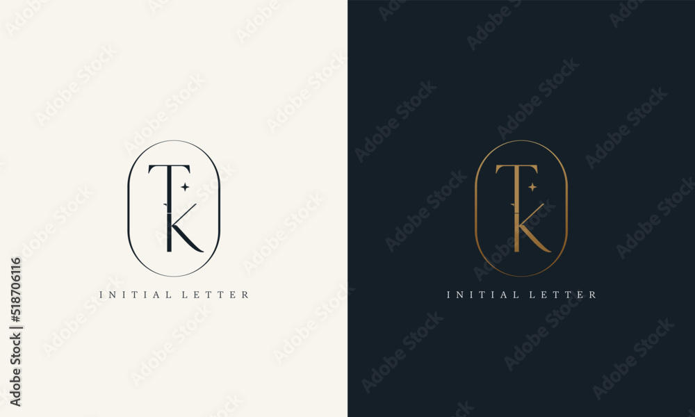 premium TK logo monogram with gold circle frame. luxury initials design ...