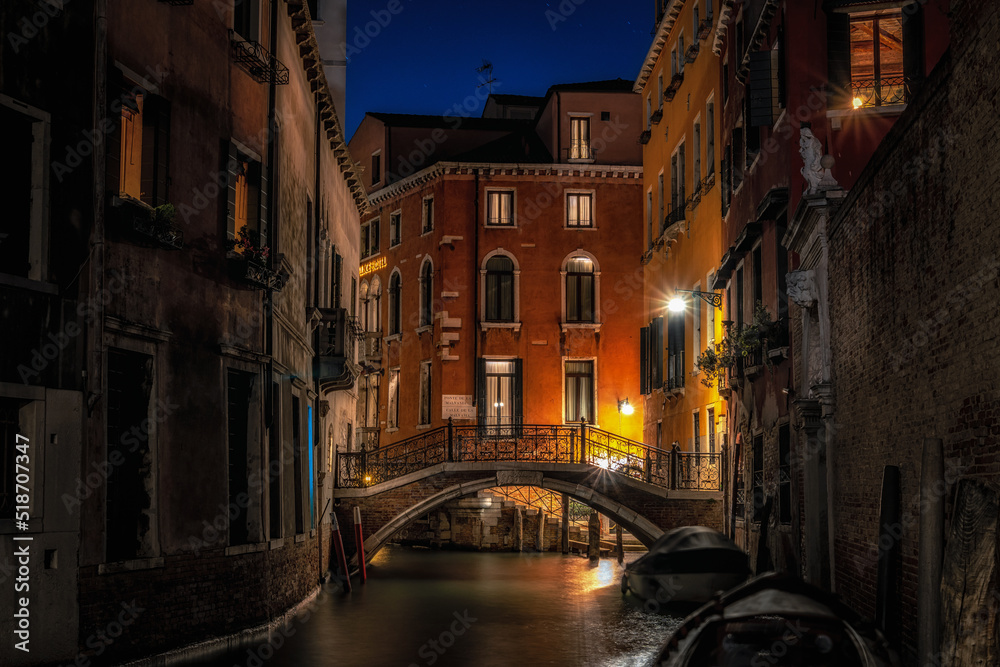 Venice canal at night