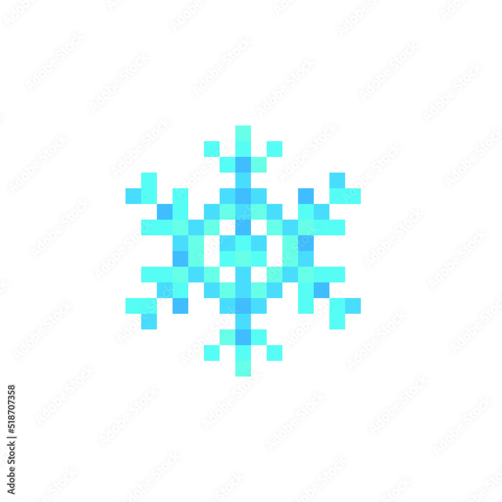Snowflake pixel art 8-bit icon. Design for greeting card, logo, sticker, web, mobile app.isolated vector illustration. Snowflake pixel art 8-bit icon. Design for greeting card, logo, sticker, web, mobile app.isolated vector illustration.