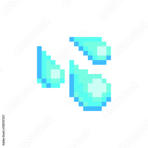 Sweat droplets. Pixel art style icon element design for logo, app, web, sticker. Drop isolated abstract vector illustration. Video game sprite. 