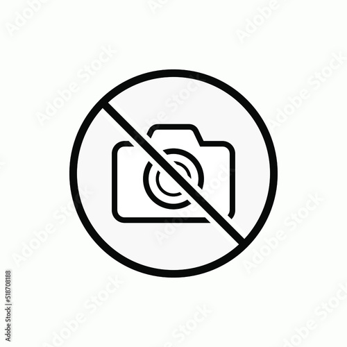 No Camera Icon . Documentation Prohibited Symbol - Vector.  Sign and Symbol for Design, Presentation, Website or Apps Elements