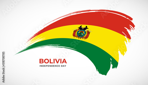 Hand drawing brush stroke flag of Bolivia with painting effect vector illustration