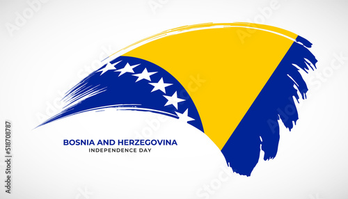 Bild auf Leinwand Hand drawing brush stroke flag of Bosnia and Herzegovina with painting effect ve