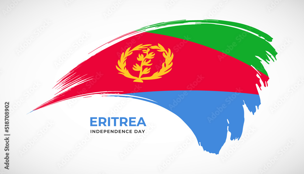 Hand drawing brush stroke flag of Eritrea with painting effect vector illustration Hand drawing brush stroke flag of Eritrea with painting effect vector illustration