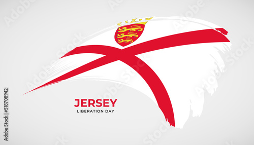Hand drawing brush stroke flag of Jersey with painting effect vector illustration