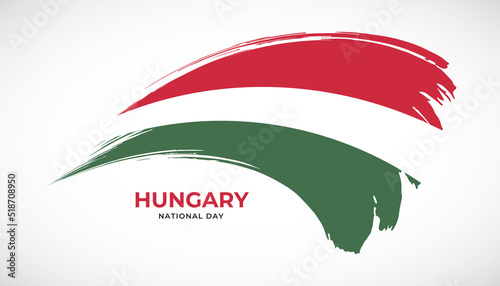 Hand drawing brush stroke flag of Hungary with painting effect vector illustration