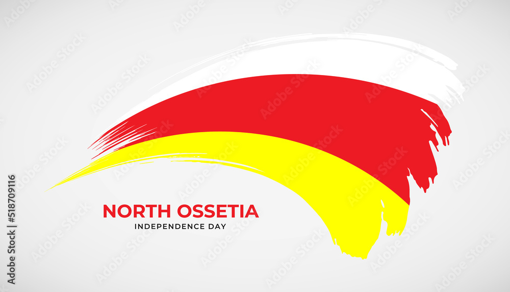 Hand drawing brush stroke flag of North Ossetia with painting effect vector illustration Hand drawing brush stroke flag of North Ossetia with painting effect vector illustration