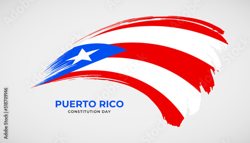 Hand drawing brush stroke flag of Puerto Rico with painting effect vector illustration