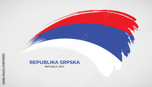 Hand drawing brush stroke flag of Republika Srpska with painting effect vector illustration