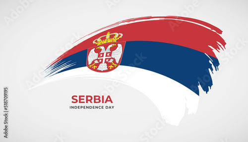 Hand drawing brush stroke flag of Serbia with painting effect vector illustration