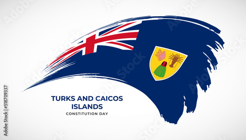 Hand drawing brush stroke flag of Turks and Caicos Islands with painting effect vector illustration