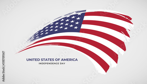 Hand drawing brush stroke flag of United States of America with painting effect vector illustration