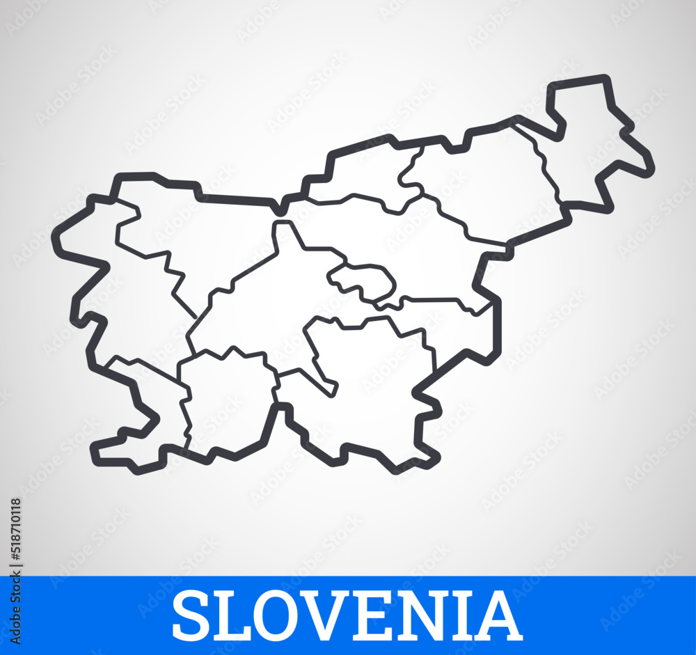 Simple outline map of Slovenia with regions. Vector graphic illustration. Simple outline map of Slovenia with regions. Vector graphic illustration.