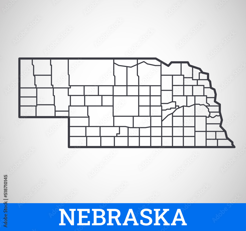 Simple outline map of Nebraska, America. Vector graphic illustration ...