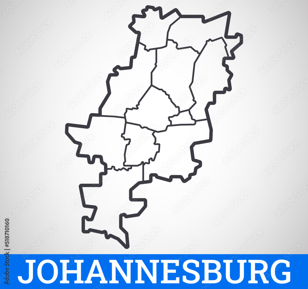 Simple outline map of Johannesburg, South Africa. Vector graphic illustration.	
