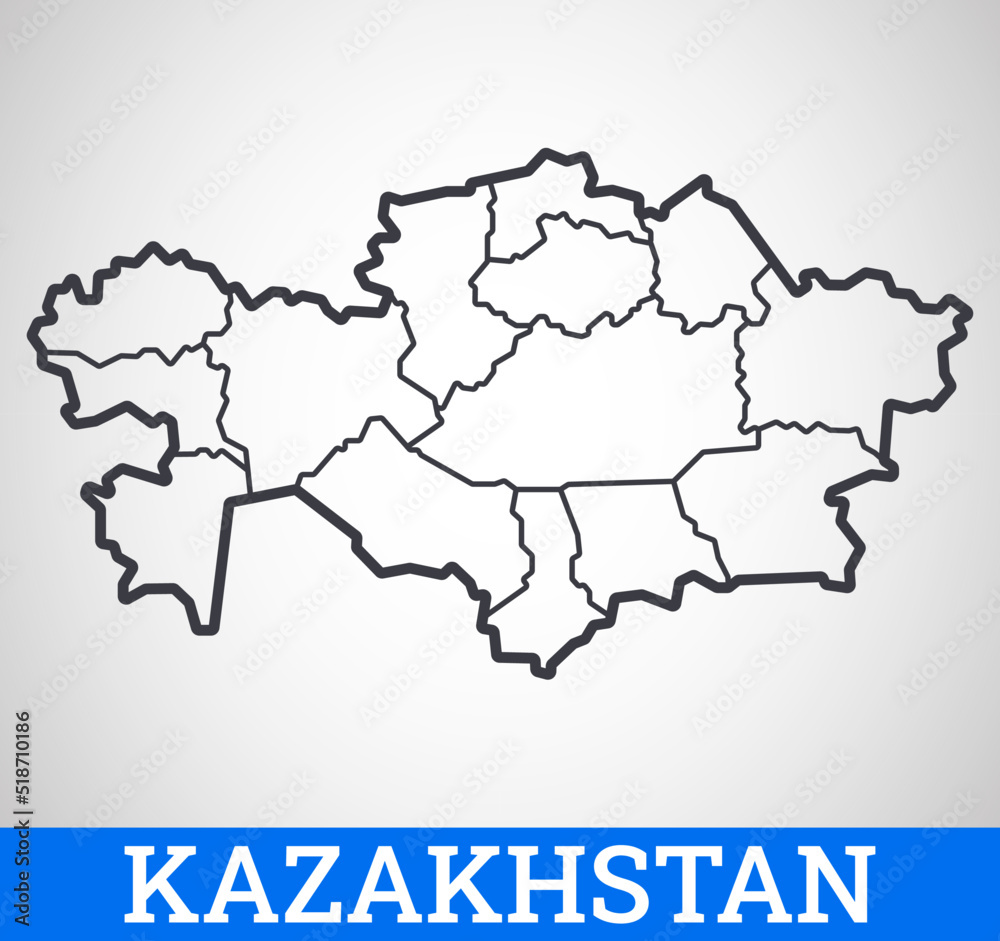 Simple outline map of Kazakhstan. Vector graphic illustration.	
