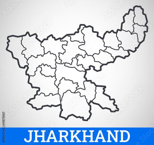 Simple outline map of Jharkhand District  India. Vector graphic illustration. 