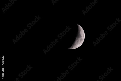 Quarter moon with black sky