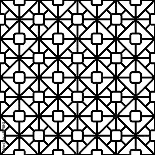 Seamless texture with arabic geometric ornament. Vector seamless pattern. Modern stylish texture. Repeating geometric tiles with rectangle. Contemporary graphic design. Trendy hipster monochrome print