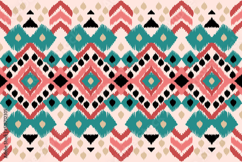 Valokuvatapetti Ikat geometric folklore ornament with tribal ethnic seamless striped pattern Aztec style