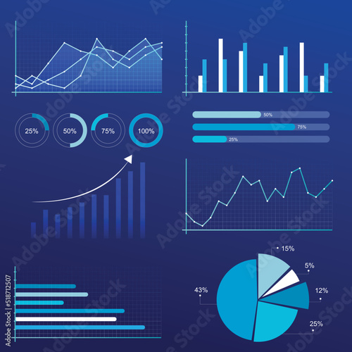 illustration of info graphic graphs and charts business and finance illustration