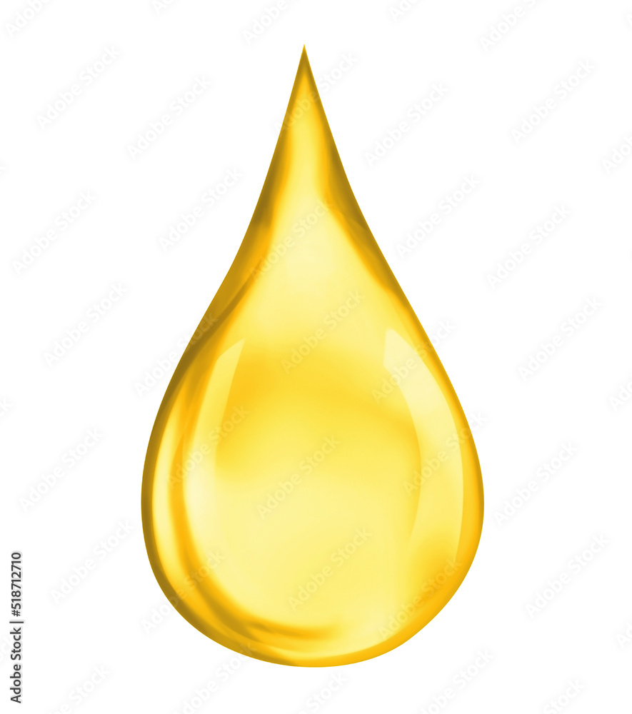 Drop of golden oily liquid on white background Drop of golden oily liquid on white background
