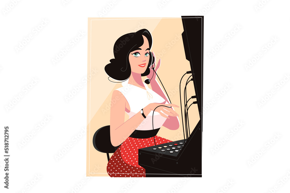 Telephone operator helps to connect customers Telephone operator helps to connect customers
