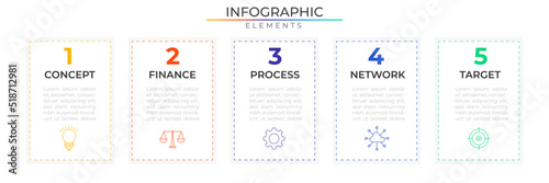Simple infographic elements concept design vector with icons. Business workflow network project template for presentation and report.