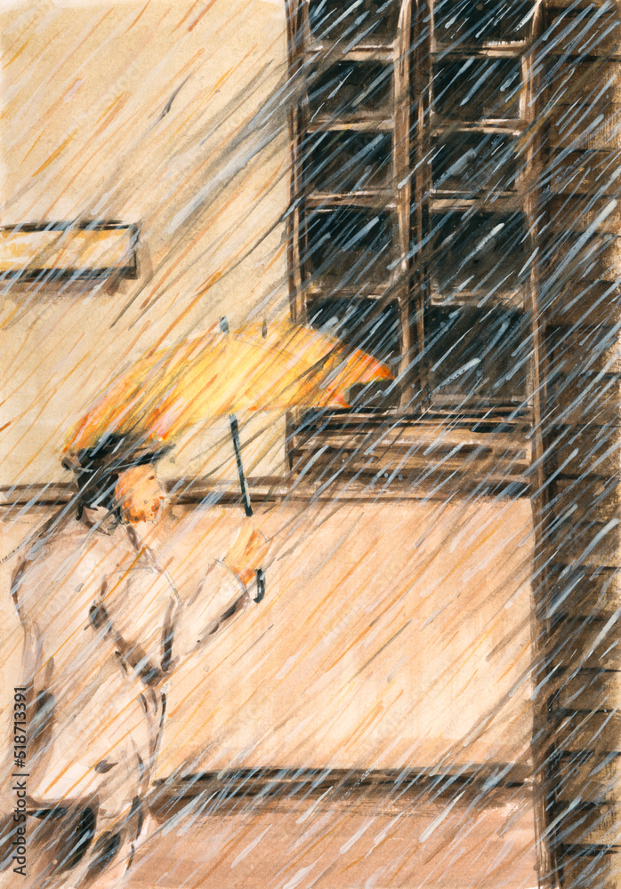 Rainy weather. Watercolor on paper. Rainy weather. Watercolor on paper.
