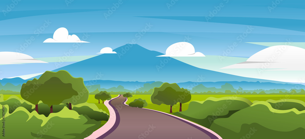 Beautiful nature scenery and mountains landscape walpaper vector art