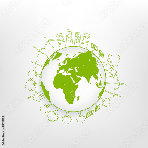 Save the world, Eco friendly, Sustainability development and World environmental day, Vector illustration