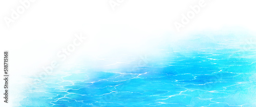 コピースペースのある水面の背景イラスト 水彩背景 海の風景イラスト 水面と波