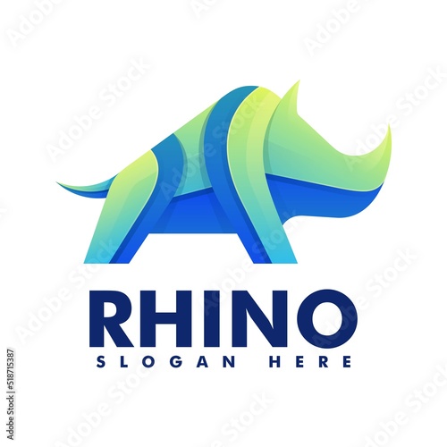 Vector Logo Illustration Rhino Gradient Colorful Style.