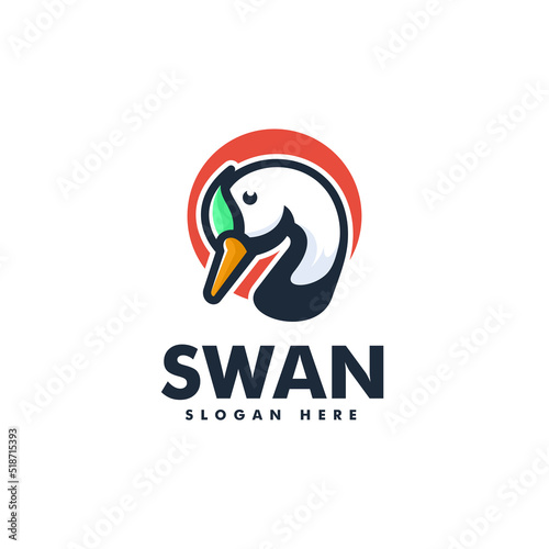 Fototapeta Naklejka Na Ścianę i Meble -  Vector Logo Illustration Swan Simple Mascot Style.