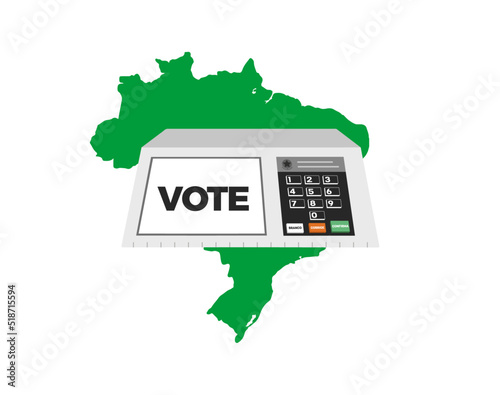 Brazil map with electronic voting machine.
