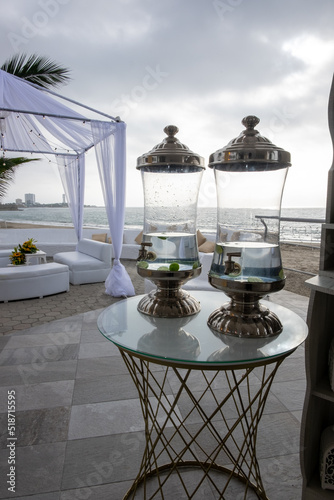 table and chairs on the beach