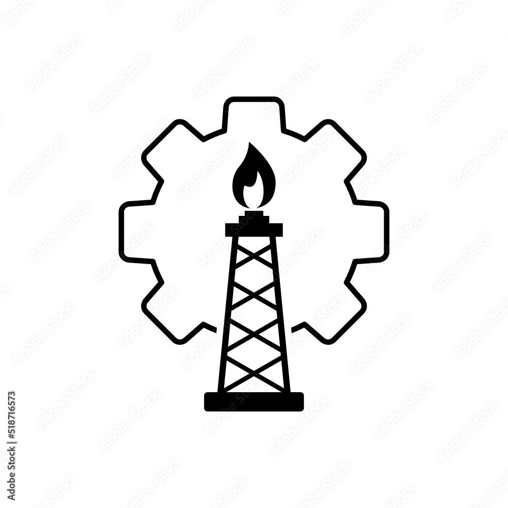 Oil rig mining production icon logo design isolated on white background Oil rig mining production icon logo design isolated on white background
