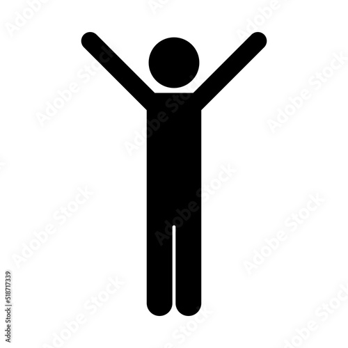 Man hands up black vector icon on white background