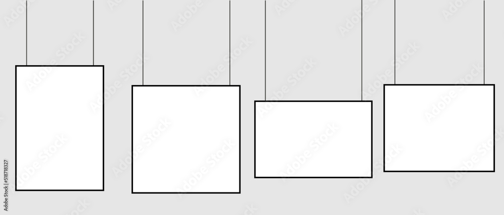 Black hanging frames, stands, blanks vector illustration. Black hanging frames, stands, blanks vector illustration.