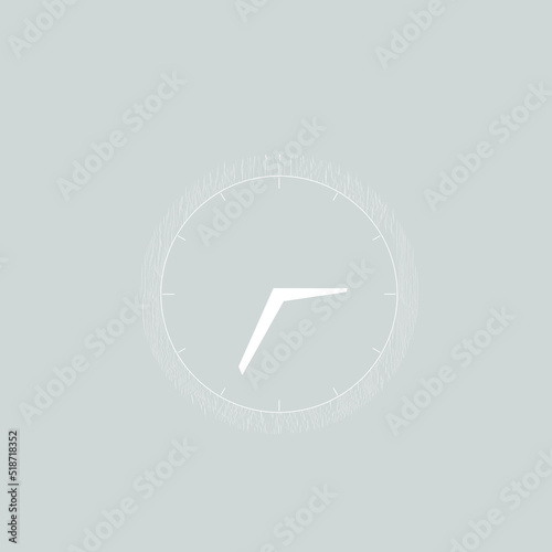 Clock on a gray background with arrows and decoration around vector