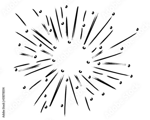 Sunburst doodle. Starburst, hand drawn radial lines