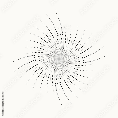 Circle halftone spiral background. dots abstract concentric circle. spiral, swirl, twirl element. Circular and radial dots helix. Segmented circle with rotation. 